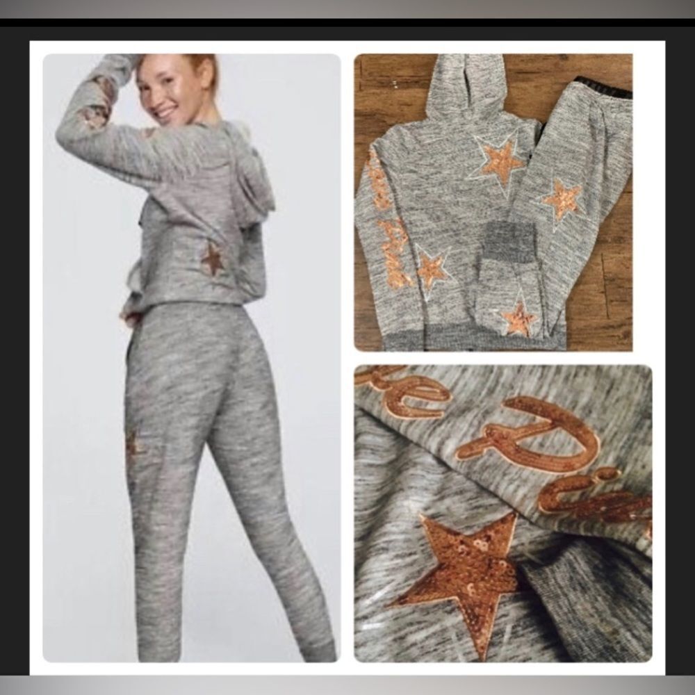 Victoria’s Secret Pink ROSEGOLD Star Bling Outfit set Large